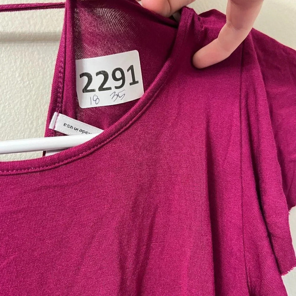 Three Dots Womens Maroon Dress Solid Elegant V Neck Ruffle Sleeve Trim Size S - Picture 7 of 7